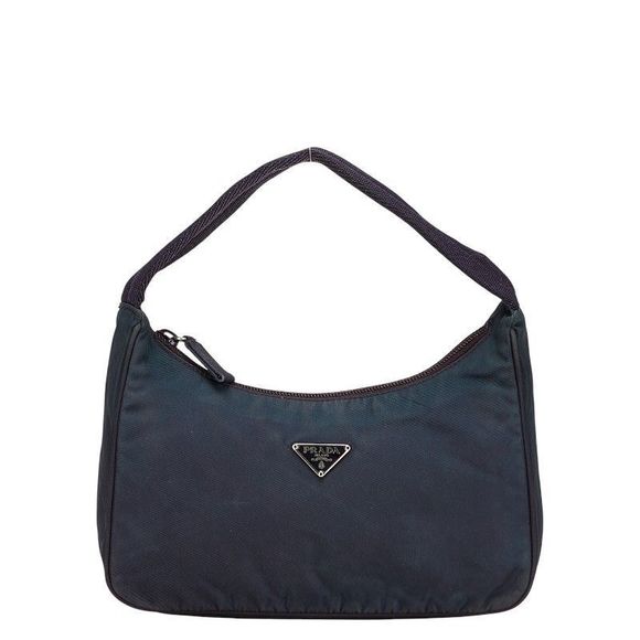 Prada Triangle Logo Plate Navy Nylon Women's Prada - Picture 1 of 10